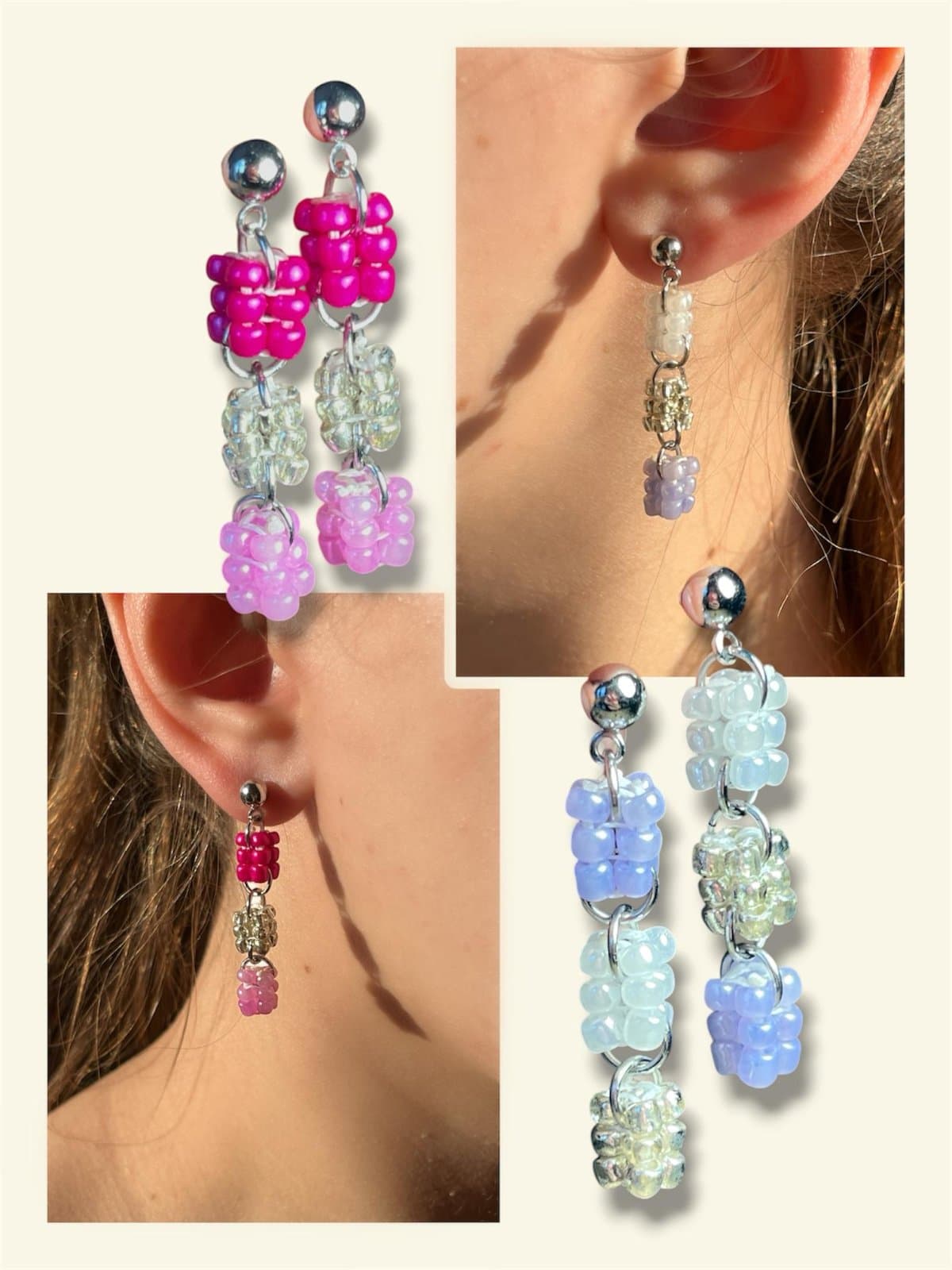 Boucles d’oreilles pendantes “cubes”